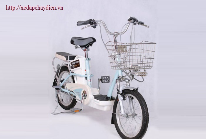 Xe đạp điện Bridgestone DLI màu trắng, xe dap dien Bridgestone DLI mau trang