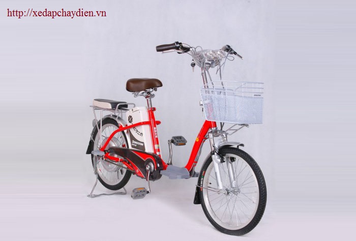 Xe đạp điện Bridgestone npkmd màu đỏ, xe dap dien Bridgestone npkmd mau do