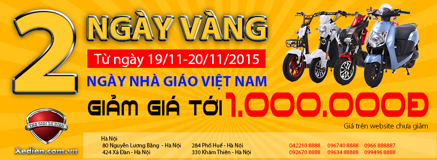 Khuyến mại vàng mừng ngày nhà giáo Việt Nam tại Thế Giới Xe Điện